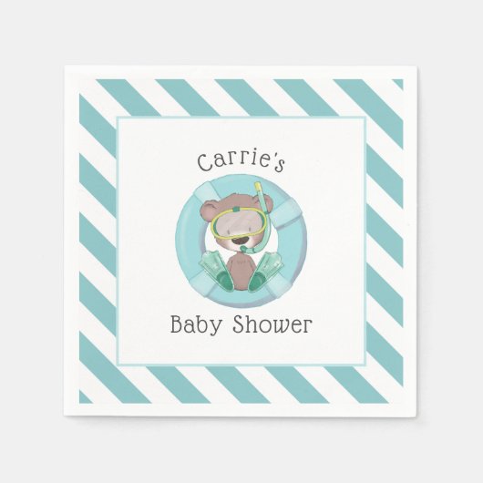 Schnorcheln Teddy Bear Boy Babydusche Serviette (Vorderseite)