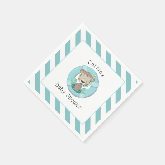 Schnorcheln Teddy Bear Boy Babydusche Serviette (Ecke)