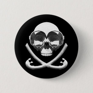 Schnorcheln und Tauchen Piratenflagge Button