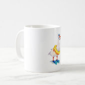 Schnorchelnde weiße Gans Kaffeetasse (Vorderseite Links)