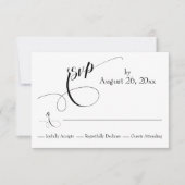 Schnörkel ganz einfach schwarz und weiß RSVP karte (Vorderseite)