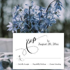 Schnörkel ganz einfach schwarz und weiß RSVP karte