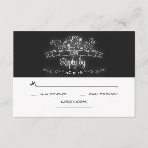 Schnörkel handgeschriebene Chalkboard Hochzeit RSV RSVP Karte