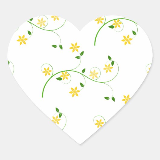 Schnörkel und Blume Herz-Aufkleber (Vorderseite)