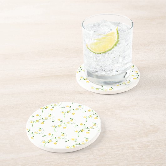 Schnörkel und Blume Sandstein Untersetzer (Seite)