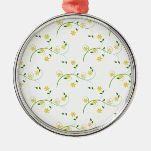 Schnörkel und Blume Silbernes Ornament
