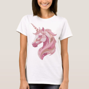 Schnörkelloses Silber-EINHORN-Design T-Shirt