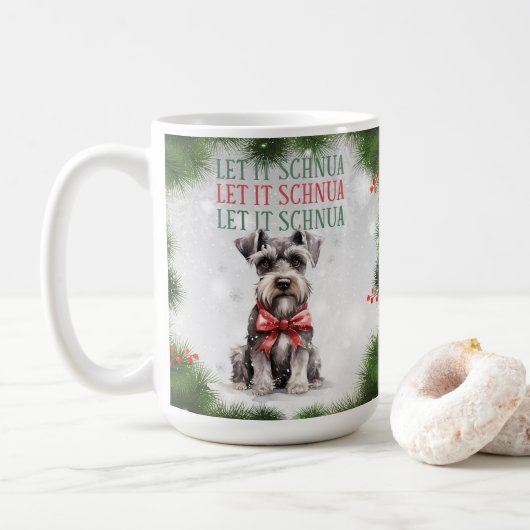 Schnuazer Funny Dog Pub Weihnachtskaffee Tasse (Mit Donut)