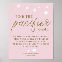 Schnuller Baby Shower Game Boho Daisies Pink Poster