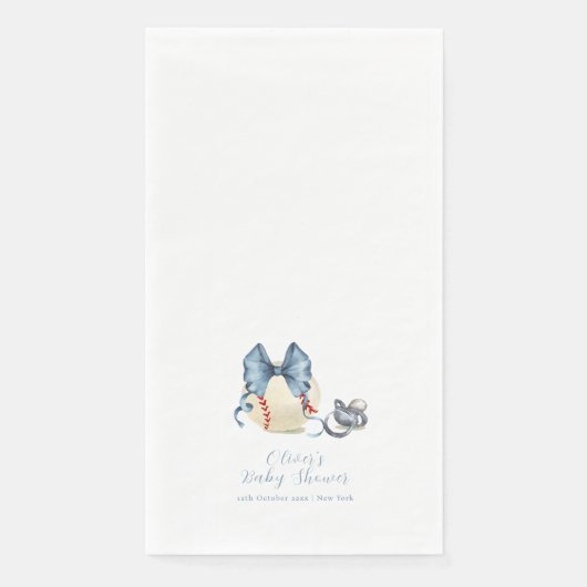 Schnuller Baseball Sport Junge Baby Shower Serviette (Vorderseite)