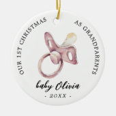 Schnuller Girl First Christmas Großeltern Foto Keramik Ornament (Vorne)