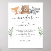Schnuller Hunt Baby Shower Game Woodland Tiere Poster (Vorne)