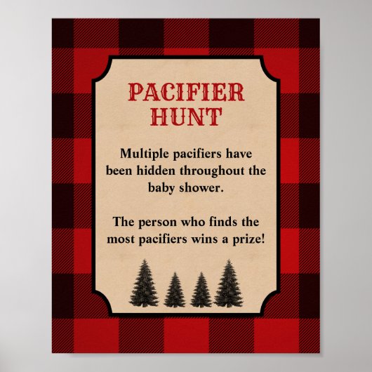 Schnuller Hunt Baby Showgame Namensschild Lumberja Poster (Vorne)