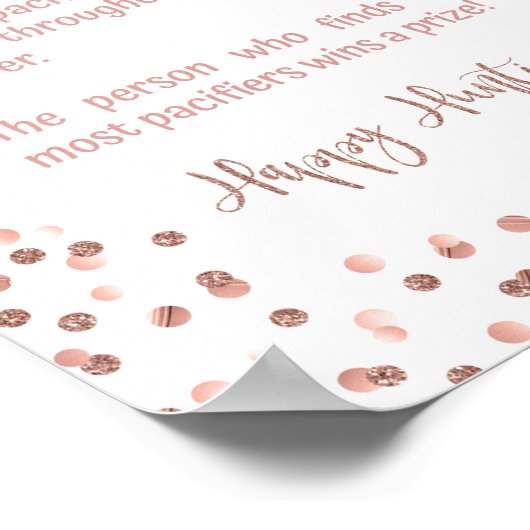 Schnuller Hunt Baby Showgame Rose Gold Poster (Ecke)