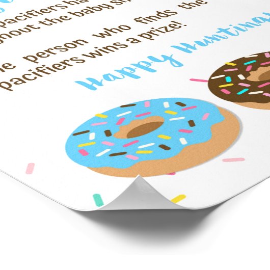 Schnuller Hunt Baby Showgame Schild Blue Donuts (Ecke)