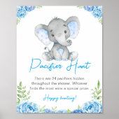 Schnuller Hunt Blue Boy Elephant Babydusche Erdnus Poster (Vorne)