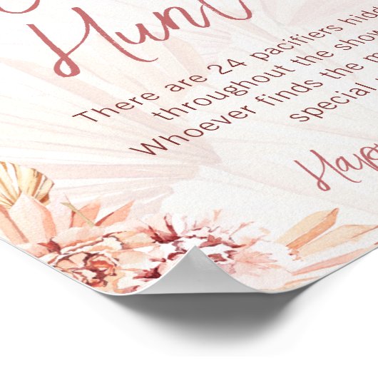 Schnuller Hunt Boho Bohemisch Baby Dusche Sprinkle Poster (Ecke)