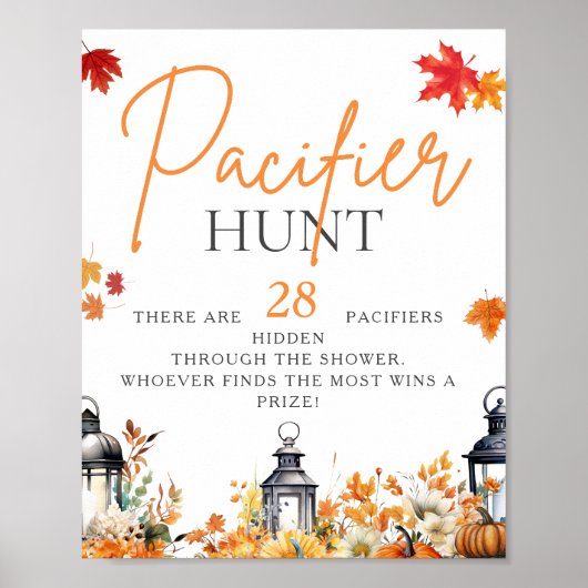 SCHNULLER HUNT ein kleines Pumpkin Baby Shower Gam Poster (Vorne)