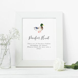 Schnuller Hunt Game Duck Baby Dusche Einfach Poster