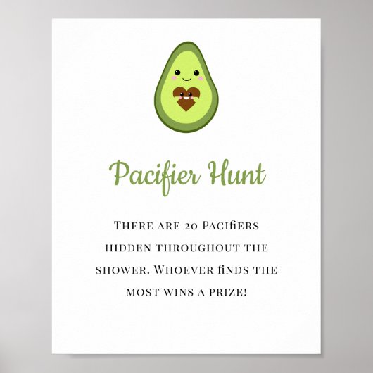 Schnuller Hunt Game Sign Avocado Fiesta Kinderdusc Poster (Vorne)