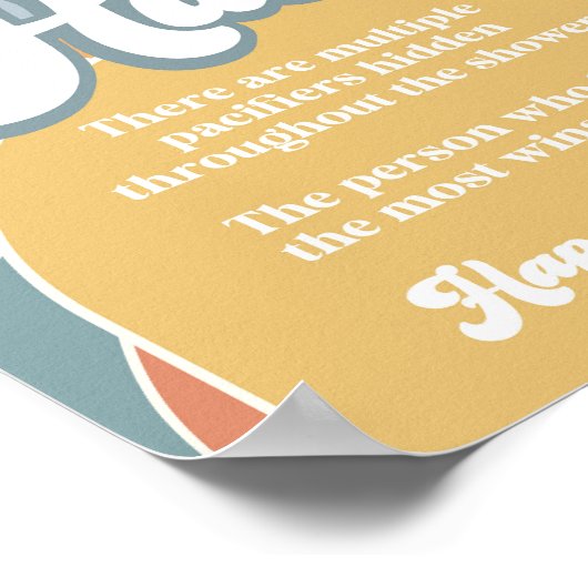 Schnuller Hunt Groovy Retro Sunshine Baby Dusche Poster (Ecke)