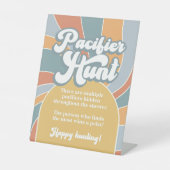 Schnuller Hunt Groovy Retro Sunshine Baby Dusche Sockelschild (Vorderseite)