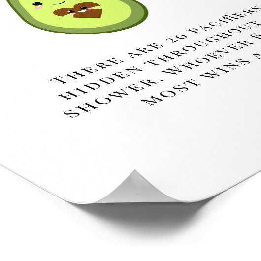 Schnuller Hunt Kawaii Avocado Kinderdusche Poster (Ecke)