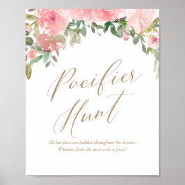 Schnuller Hunt Pink Floral Baby Shoster Poster