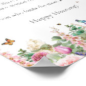 Schnuller Hunt | Rosa Lila Florals und Schmetterli Poster (Ecke)