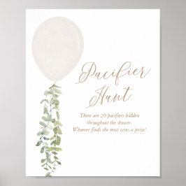 Schnuller Hunt White Balloon Baby Shower Poster