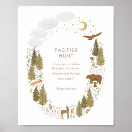 Schnuller Hunt Woodland Babydusche Zeichen Poster