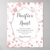 "Schnuller Hunt" Zeichen, Polka Dots Baby Dusche Poster (Vorne)