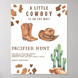 Schnuller Jagd Cowboy Baby Duschgame Poster
