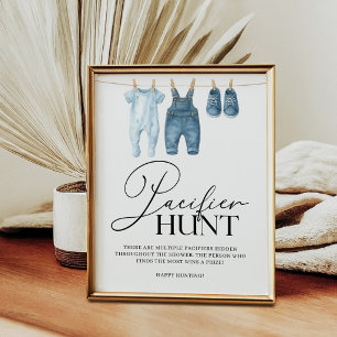 Schnuller Jagd Denim Blaues Jeans Baby Shower Poster