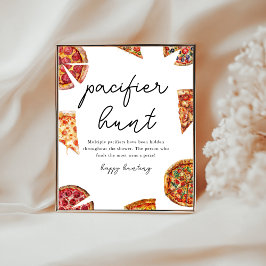 Schnuller Jagd Pizza Baby Dusche Spiel Poster