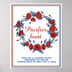 Schnuller Jagd Poppy Floral Baby Shower Poster