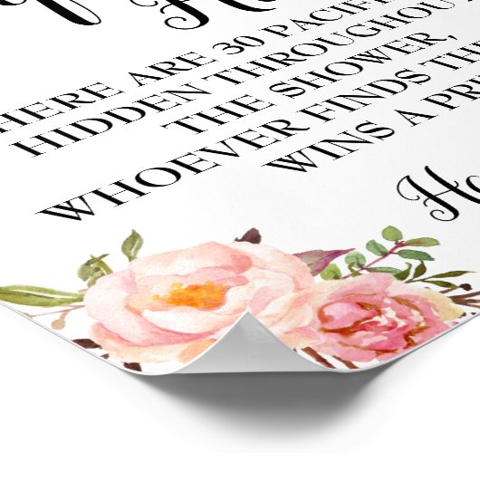 Schnuller Jagdspiel Kinderdusche Rosa Blume Zeiche Poster (Ecke)