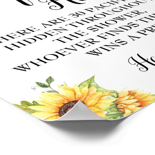 Schnuller Jagdspiel Kinderdusche Sonnenblumenschil Poster (Ecke)