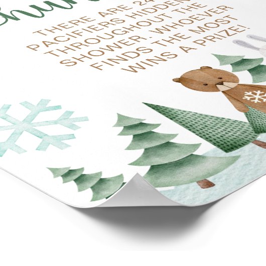 Schnuller Jagen Winter Snowflake Waldposter Poster (Ecke)