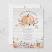 Schnuller + Pumpkins Fall White Wood Girl Einladung (Vorderseite)