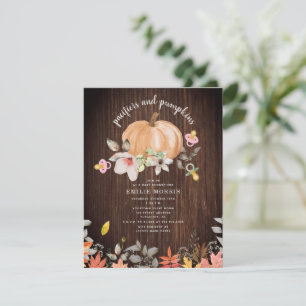 Schnuller + Pumpkins Fall Wood Girl Babydusche Einladung