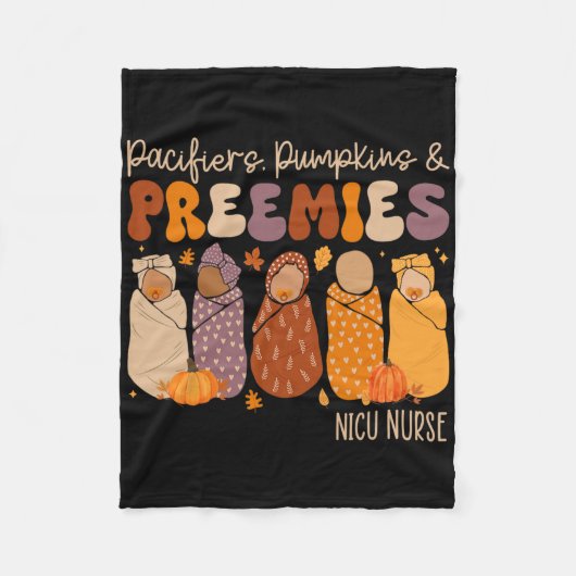 Schnuller Pumpkins und Preemies Fall Nicu Nurse Ha Fleecedecke (Vorderseite)