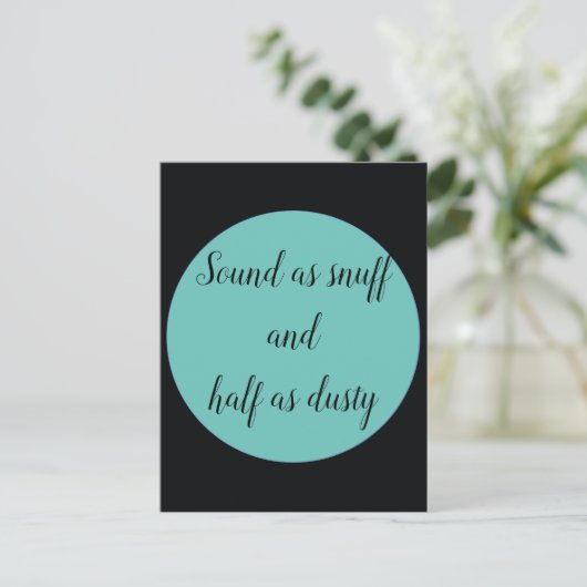 Schnupfen und halb so staubig postkarte (Stehend Vorderseite)