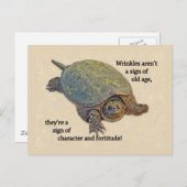Schnupperschildkröte zerknittert alte Weisheit Postkarte (Vorne/Hinten)