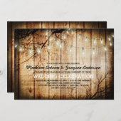 Schnur beleuchtet Baum-Vintage Scheunen-hölzerne Einladung (Vorne/Hinten)