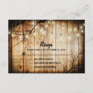 Schnur beleuchtet Baum-Vintage Scheunen-hölzernes RSVP Karte