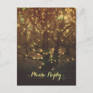 Schnur beleuchtet Bäume des Waldes UAWG-Postkarten Einladungspostkarte