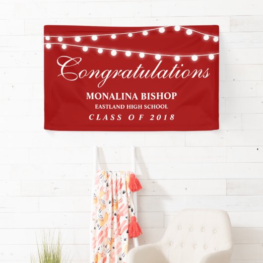 Schnur des Rot-| des Licht-Glückwunsch-Absolvent Banner (Insitu)