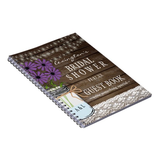 Schnur Licht-rustikalen BrautpartyGuestbook | Notizblock (Rechte Seite)