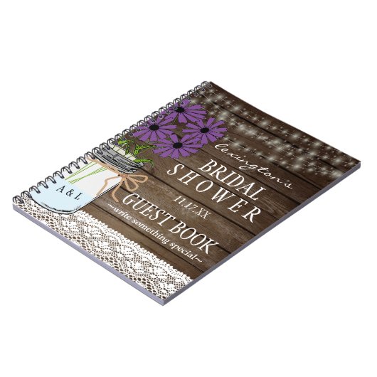 Schnur Licht-rustikalen BrautpartyGuestbook | Notizblock (Linke Seite)